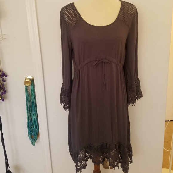 Monoreno Crochet Detail Long Sleeve Dress - Picture 3 of 8